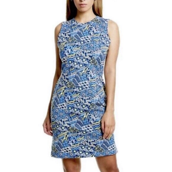 J. McLaughlin Devon Sheath Dress Size Medium Talavera Bainbridge Sleeveless - Picture 1 of 7